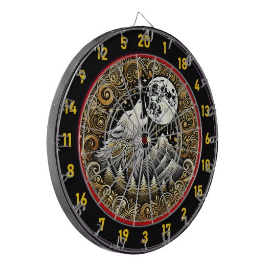 Howling Wolf Inspiriere Stärke und Widerstandskraf Dartscheibe (Vorderseite Links)