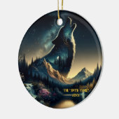 Howling Wolf Keramik Ornament (Links)