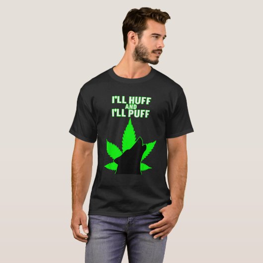 Howling Wolf liebt Funny Weed Pot Leaf T-Shirt (Vorne ganz)