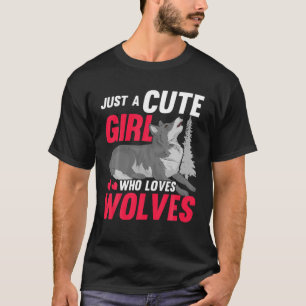Howling Wolf Lover Women Just a Niedlich Girl Who T-Shirt