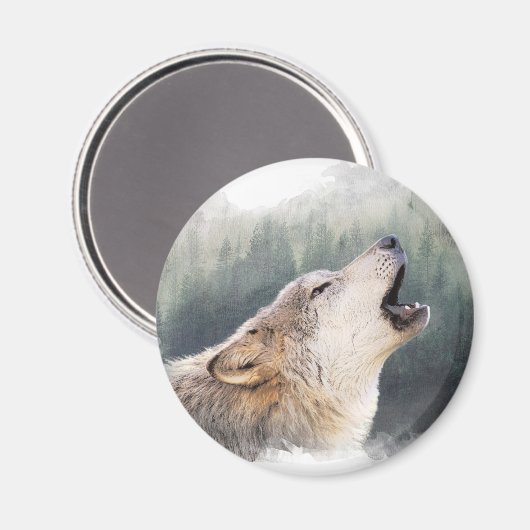 Howling Wolf Magnet (Vorderseite/Rückseite)