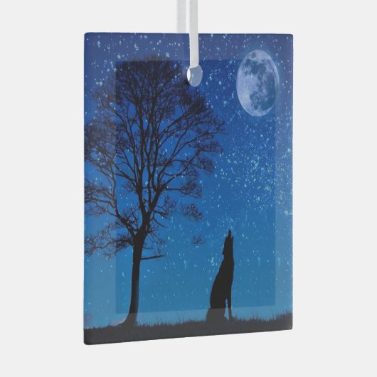 Howling Wolf Metal Ornament (Vorderseite Rechts)