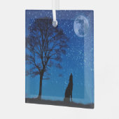 Howling Wolf Metal Ornament Aus Glas (Vorderseite links)