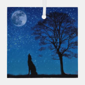 Howling Wolf Metal Ornament Aus Glas (Rückseite)