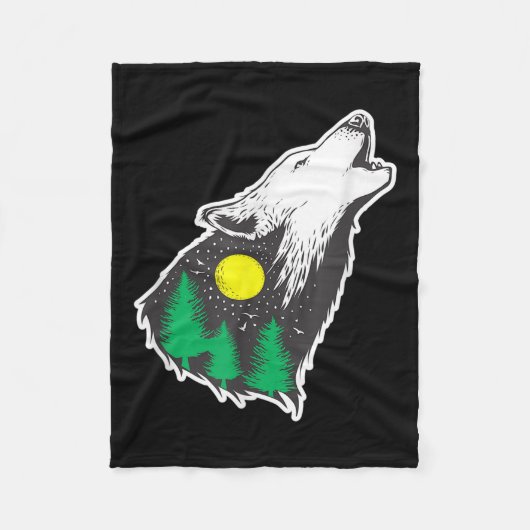 Howling Wolf Moon Forest Umweltschutz Fleecedecke (Vorderseite)