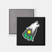 Howling Wolf Moon Forest Umweltschutz Magnet (Vorderseite/Rückseite)