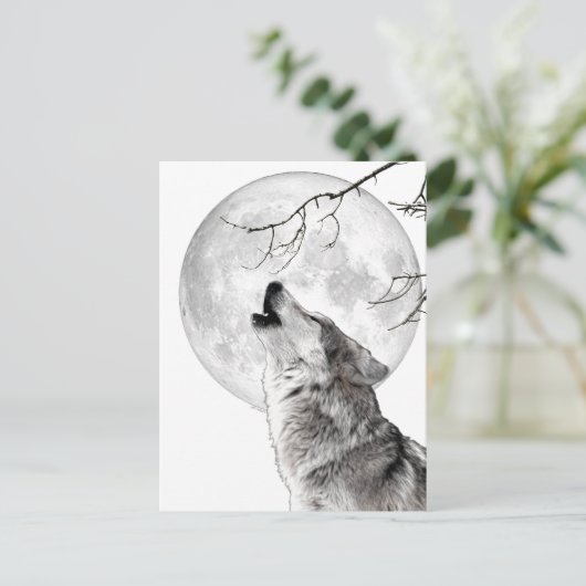 Howling Wolf, Moon, Gothic, Nature Postkarte (Stehend Vorderseite)