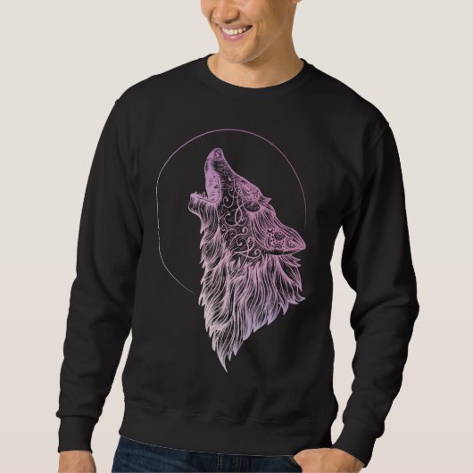 Howling Wolf Moon Mandala Occult Wolf Sweatshirt (Vorderseite)