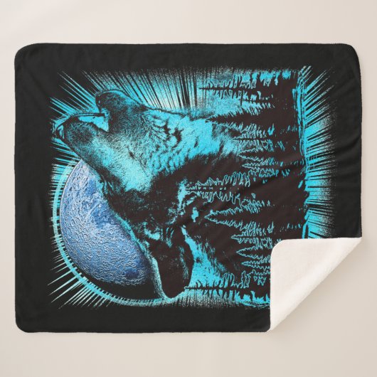 Howling Wolf Moon Pine Forest Sherpadecke (Vorderseite (Horizontal))