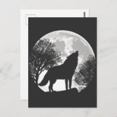 Howling Wolf Moon Silhouette Illustration Postkarte (Vorne/Hinten)