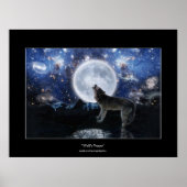 Howling Wolf, Moon & Wilderness Art Poster (Vorne)