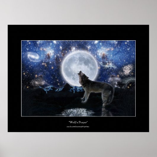 Howling Wolf, Moon & Wilderness Art Poster (Vorne)