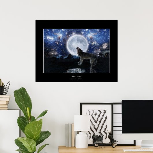 Howling Wolf, Moon & Wilderness Art Poster (Heimbüro)