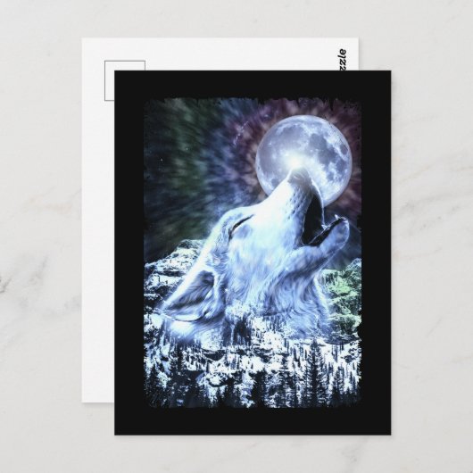 Howling Wolf Moon Wolves Winter Postkarte (Vorne/Hinten)