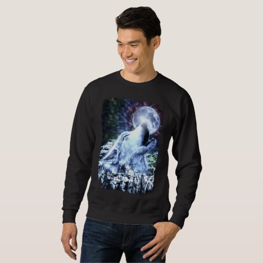 Howling Wolf Moon Wolves Winter Sweatshirt (Vorne ganz)