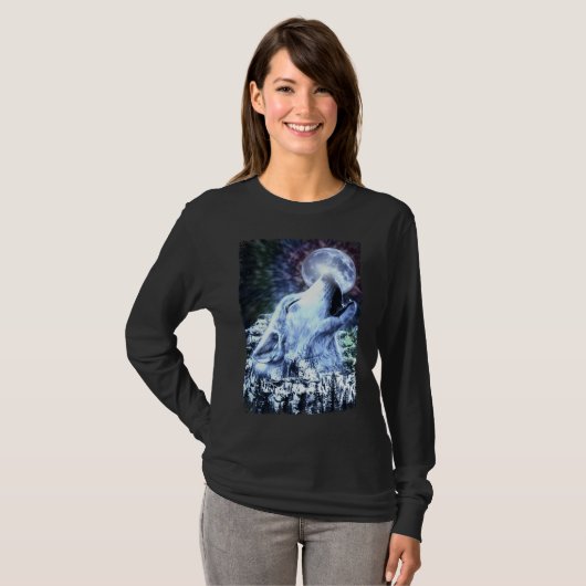 Howling Wolf Moon Wolves Winter T-Shirt (Vorne ganz)