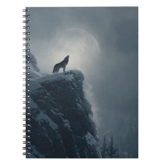 Howling Wolf Moonlight Notebook Notizblock (Vorderseite)
