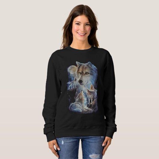 Howling Wolf Mountain Moon Unisex Sweatshirt (Vorne ganz)