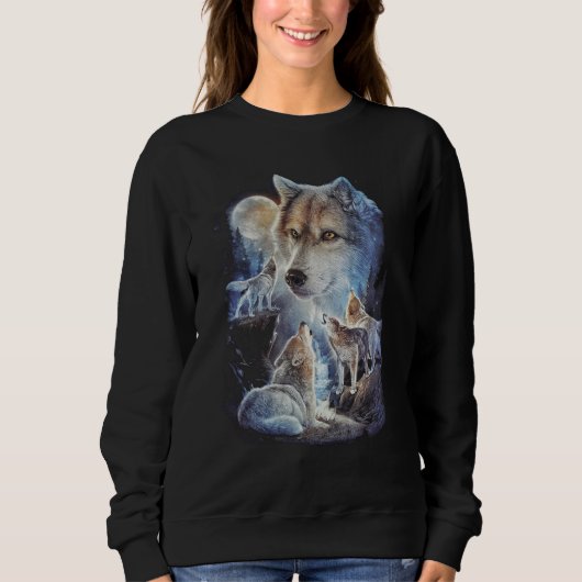 Howling Wolf Mountain Moon Unisex Sweatshirt (Vorderseite)