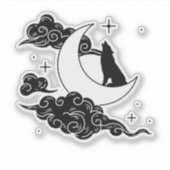 Howling Wolf Mystical Moon Wilde Natur & Monte Art Aufkleber (Vorderseite)