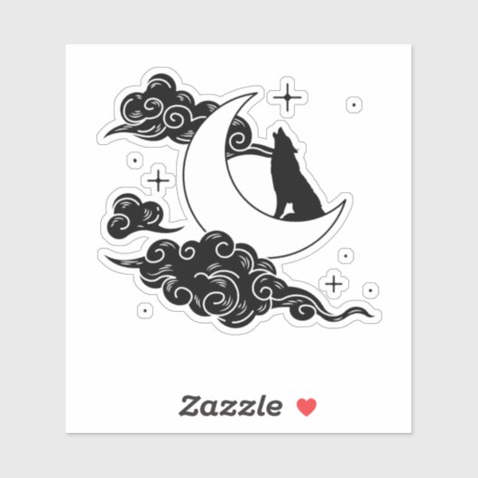 Howling Wolf Mystical Moon Wilde Natur & Monte Art Aufkleber (Blatt)