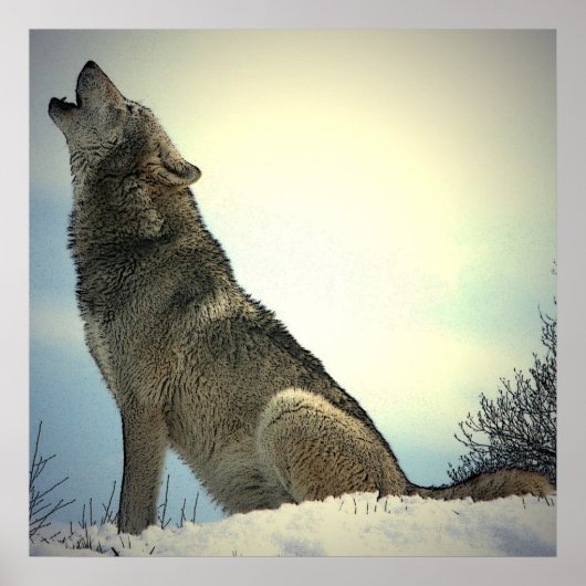 Howling Wolf Poster Print (Vorne)
