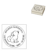 Howling Wolf Pup Round Address Gummistempel (Stempel)