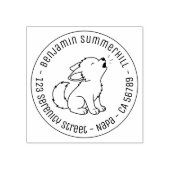 Howling Wolf Pup Round Address Gummistempel (Prägung)