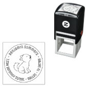 Howling Wolf Pup Round Address Permastempel (Beispiel)