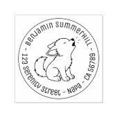 Howling Wolf Pup Round Address Permastempel (Design)