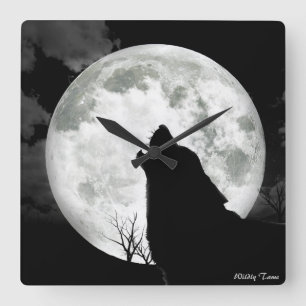 Howling Wolf Quadratische Wanduhr