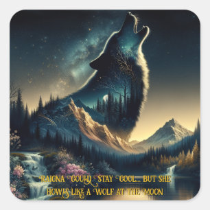 Howling Wolf Quadratischer Aufkleber