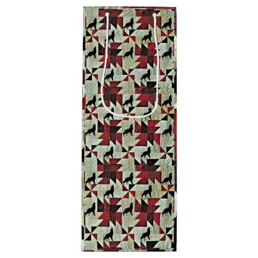 Howling Wolf Quilt Geschenktüte Für Weinflaschen (Vorderseite)