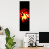 Howling Wolf & Red Moon Poster (Heimbüro)