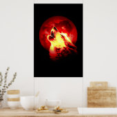 Howling Wolf & Red Moon Poster (Küche)