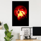 Howling Wolf & Red Moon Poster (Heimbüro)