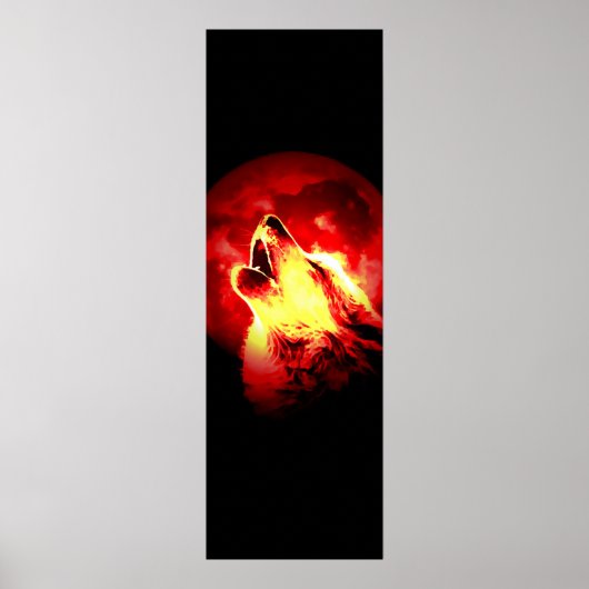 Howling Wolf & Red Moon Poster (Vorne)
