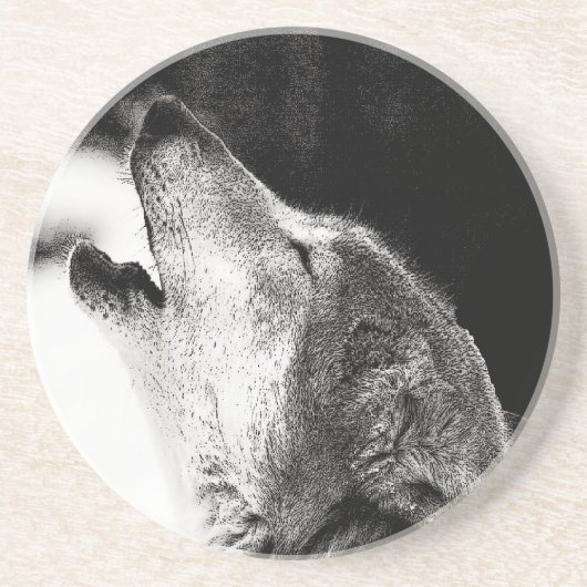 Howling Wolf Sandstein Untersetzer (Vorne)