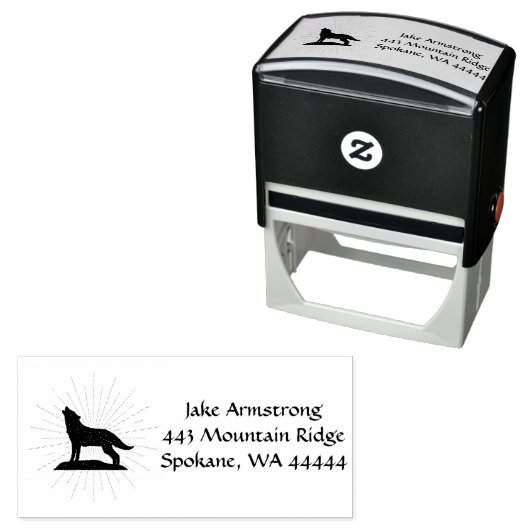 Howling Wolf Sihouette Rustic Permastempel (Beispiel)