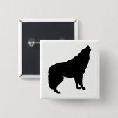Howling Wolf Silhouette Button (Vorne & Hinten)