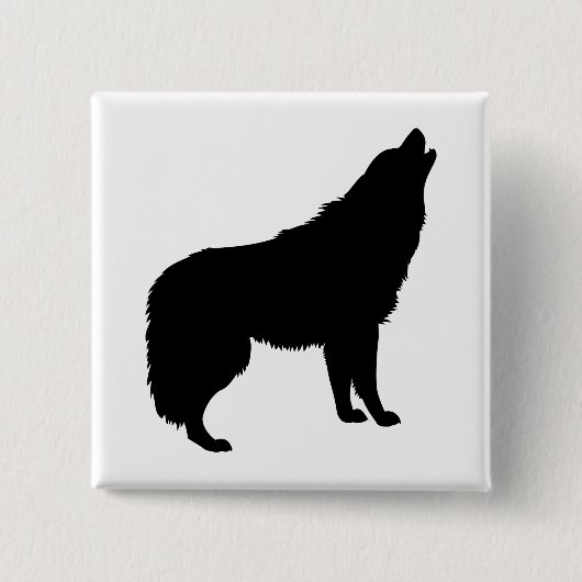 Howling Wolf Silhouette Button (Vorderseite)