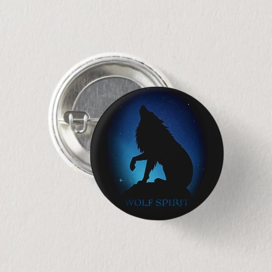 Howling Wolf Silhouette Button (Vorne & Hinten)