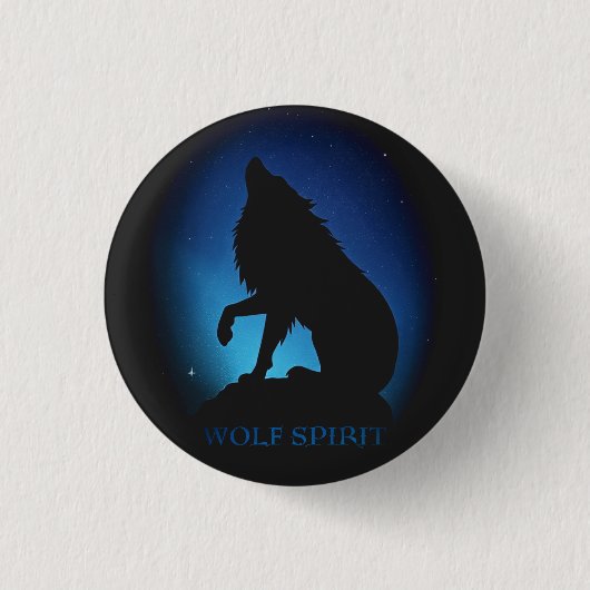 Howling Wolf Silhouette Button (Vorderseite)