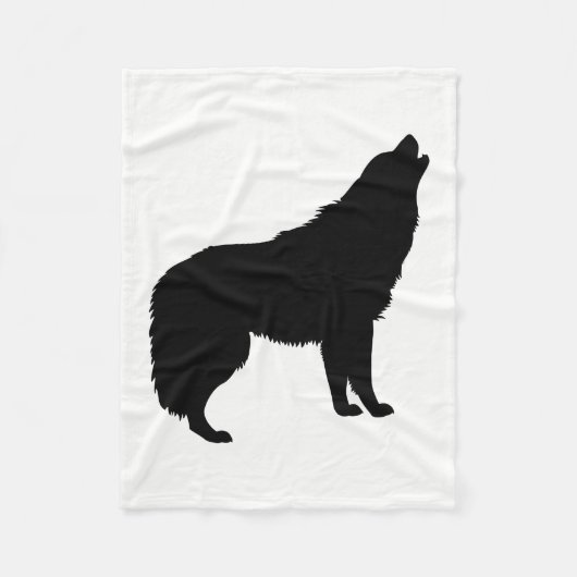 Howling Wolf Silhouette Fleecedecke (Vorderseite)