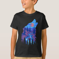 Howling Wolf Silhouette Forest River Landschaft