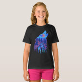 Howling Wolf Silhouette Forest River Landschaft T-Shirt (Vorne ganz)