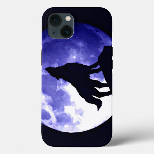 Howling Wolf Silhouette & Fullmoon Blue Night Case-Mate iPhone Hülle (Rückseite)