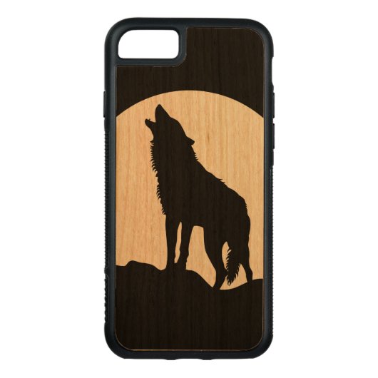 Howling Wolf Silhouette Holz iPhone 6 Carved Wood iPhone Hülle (Rückseite)