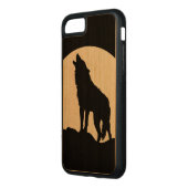 Howling Wolf Silhouette Holz iPhone 6 Carved Wood iPhone Hülle (Links)