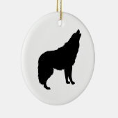 Howling Wolf Silhouette Keramikornament (Rechts)